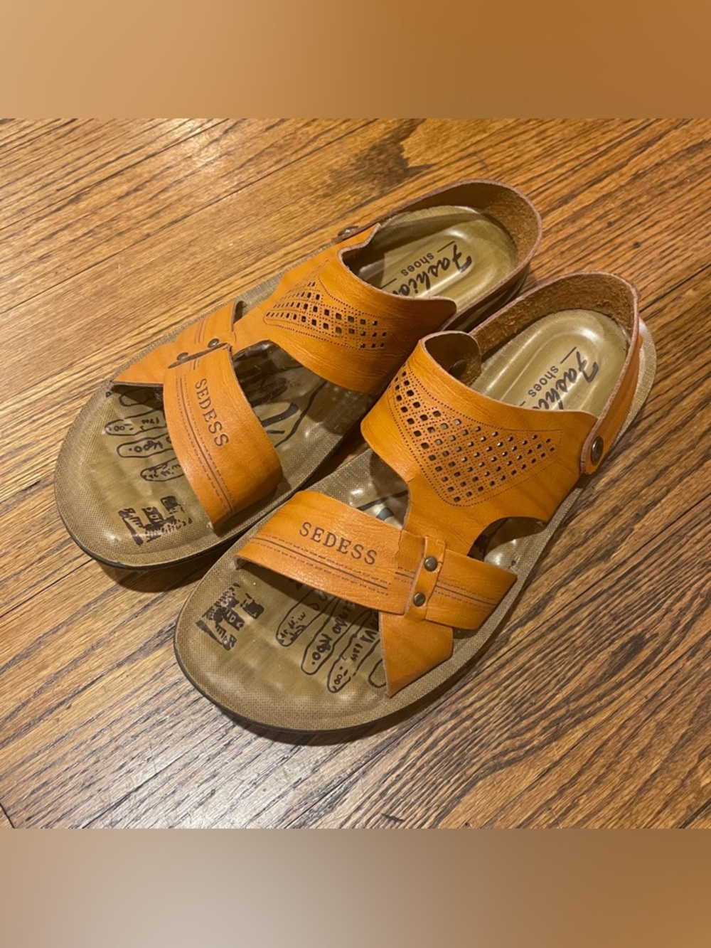 Men Tan Leather Comfort Sandals